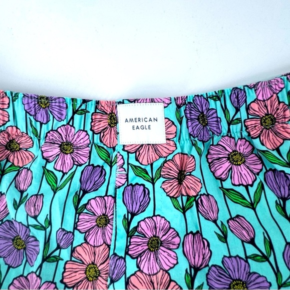 American Eagle Outfitters Floral Print Shorts - Pink and Purple on Green - Picture 4 of 7